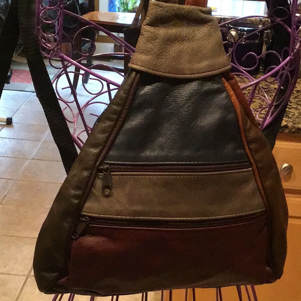 Unique Patchwork Leather Backpack, Multi Colored - image 1